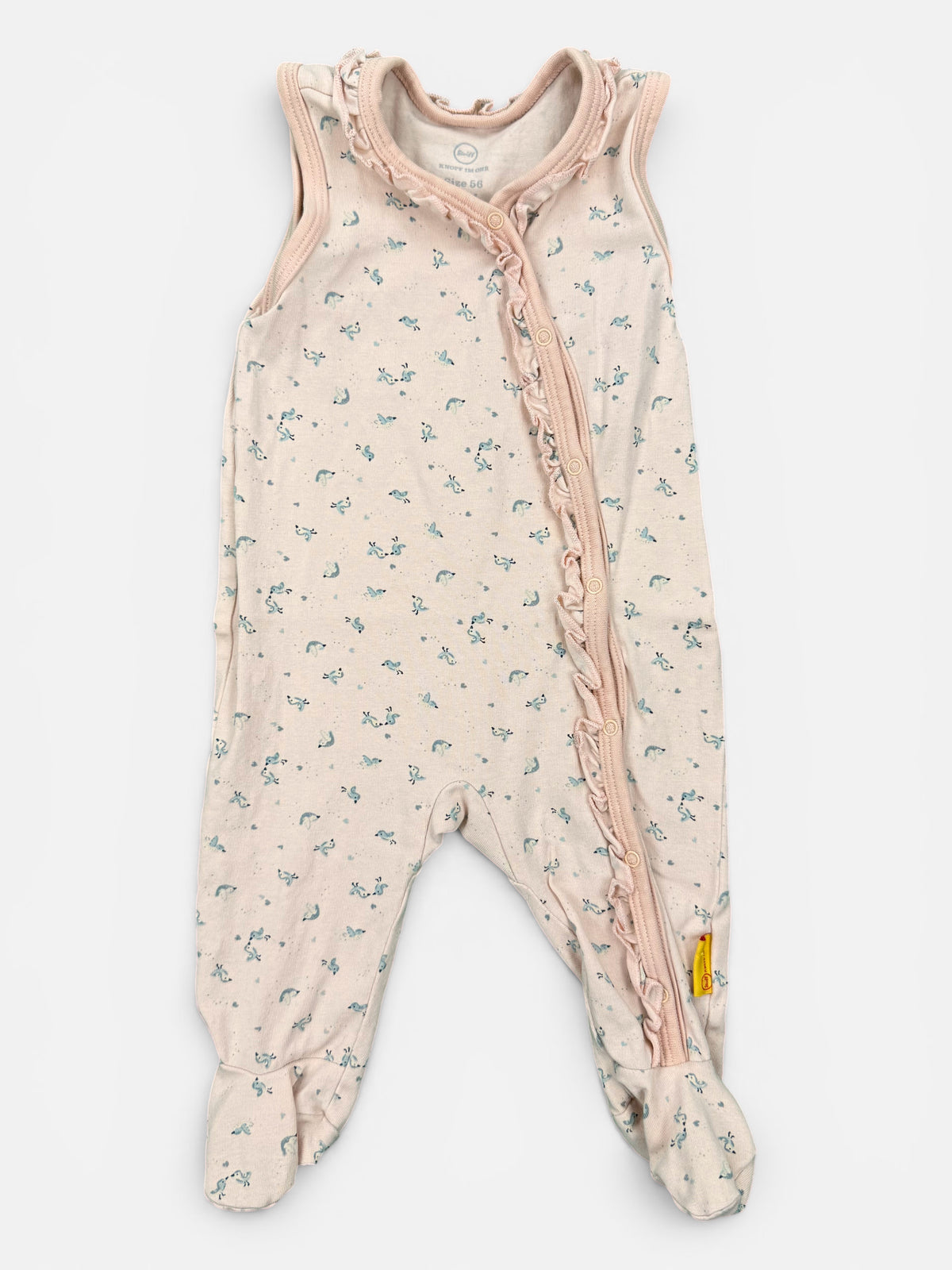 Steiff ärmelloser Strampler in Rosa mit Vogel-Motiv