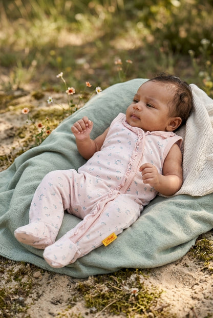 Steiff ärmelloser Strampler in Rosa mit Vogel-Motiv