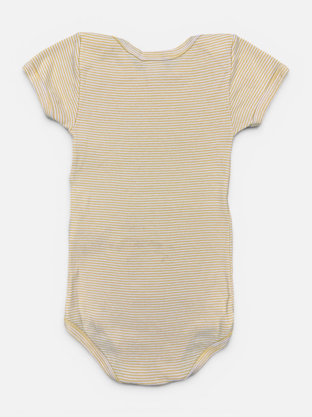Petit Bateau Kurzarmbody aus Baumwolle, Gelb-Weiß gestreift