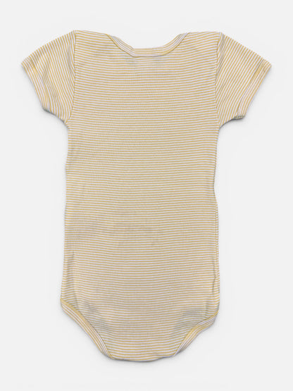 Petit Bateau Kurzarmbody aus Baumwolle, Gelb-Weiß gestreift