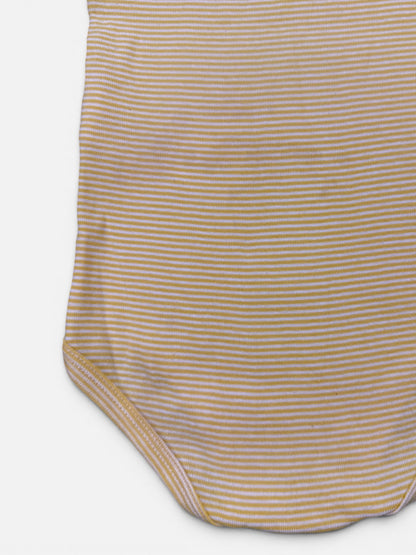 Petit Bateau Kurzarmbody aus Baumwolle, Gelb-Weiß gestreift