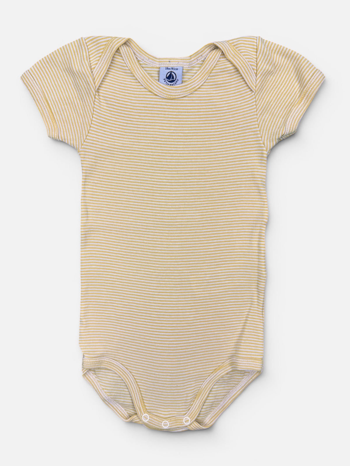 Petit Bateau Kurzarmbody aus Baumwolle, Gelb-Weiß gestreift