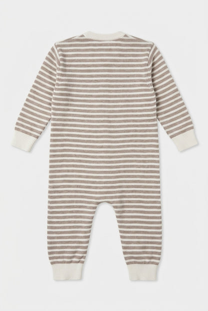 Alana Baumwollstrampler, Beige-Weiß gestreift
