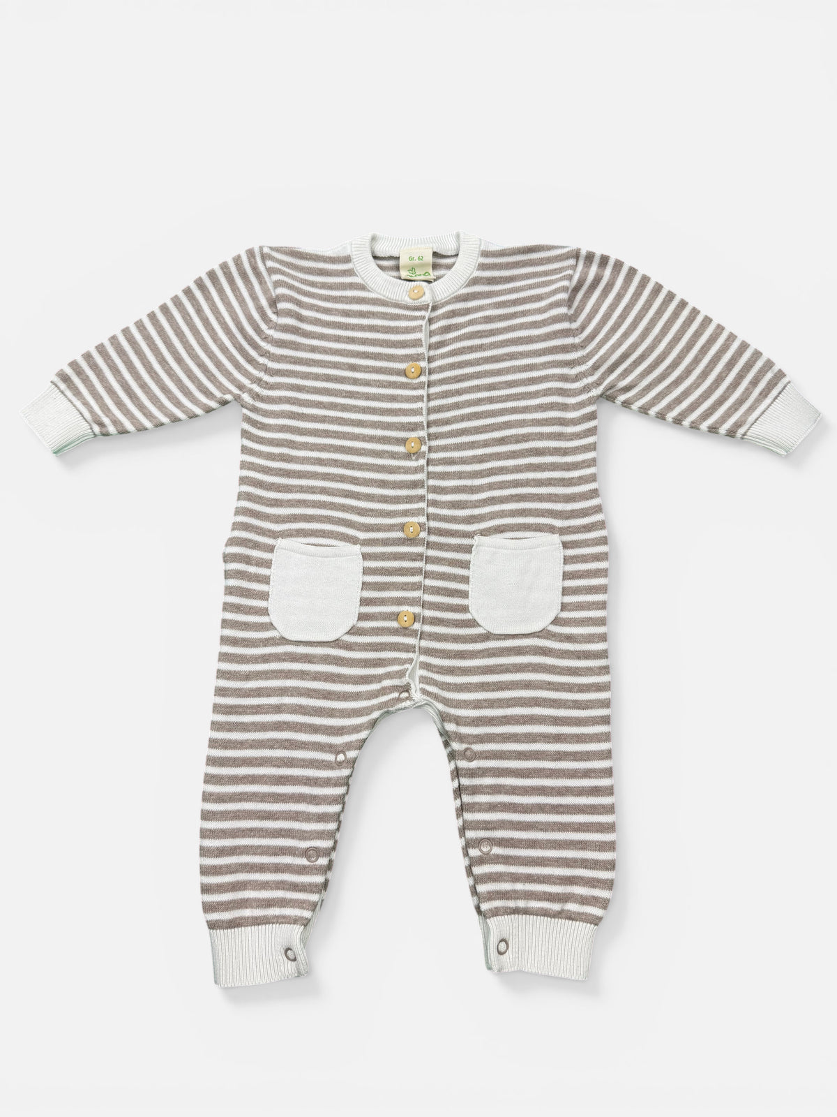 Alana Baumwollstrampler, Beige-Weiß gestreift
