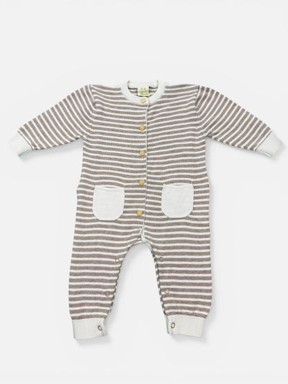 Alana Baumwollstrampler, Beige-Weiß gestreift