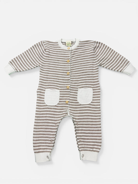 Alana Baumwollstrampler, Beige-Weiß gestreift