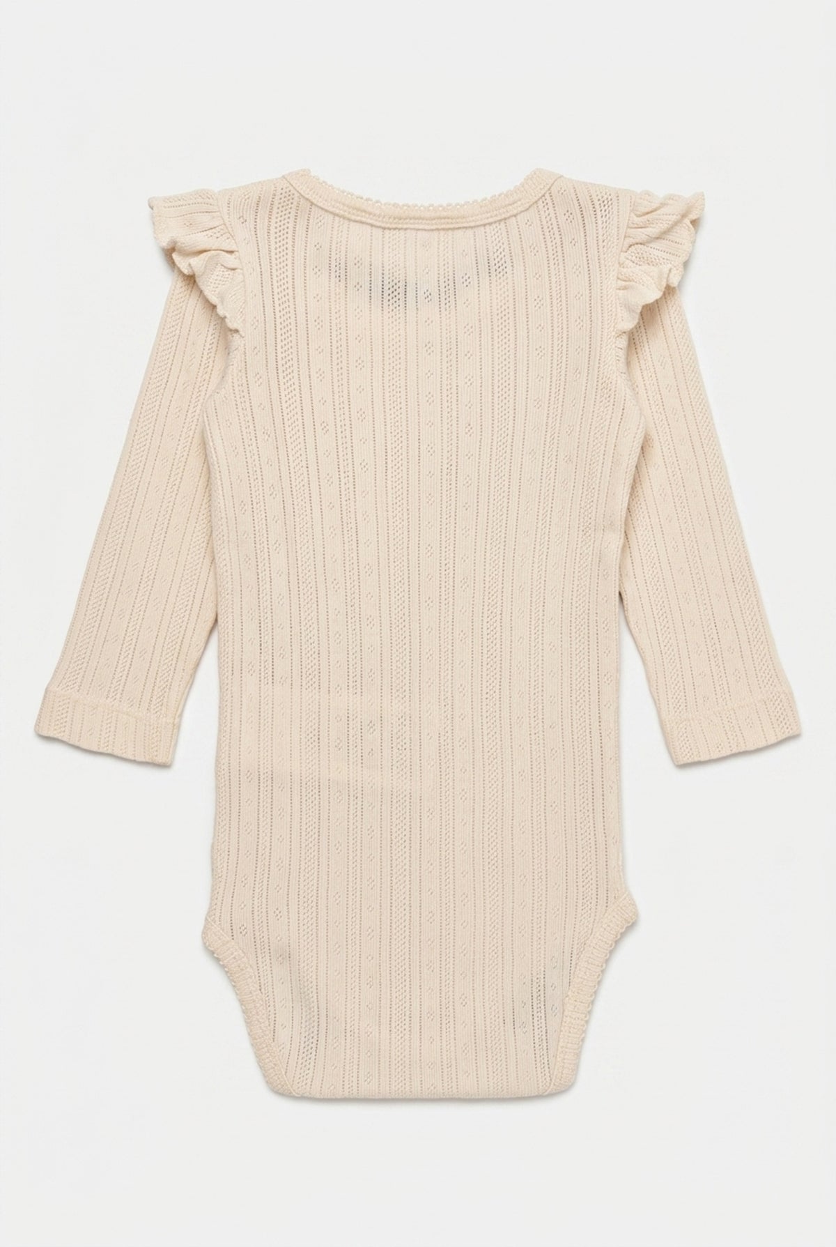 Lil' Atelier Langarmbody in Creme mit Ajour-Struktur