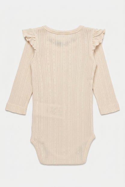 Lil' Atelier Langarmbody in Creme mit Ajour-Struktur