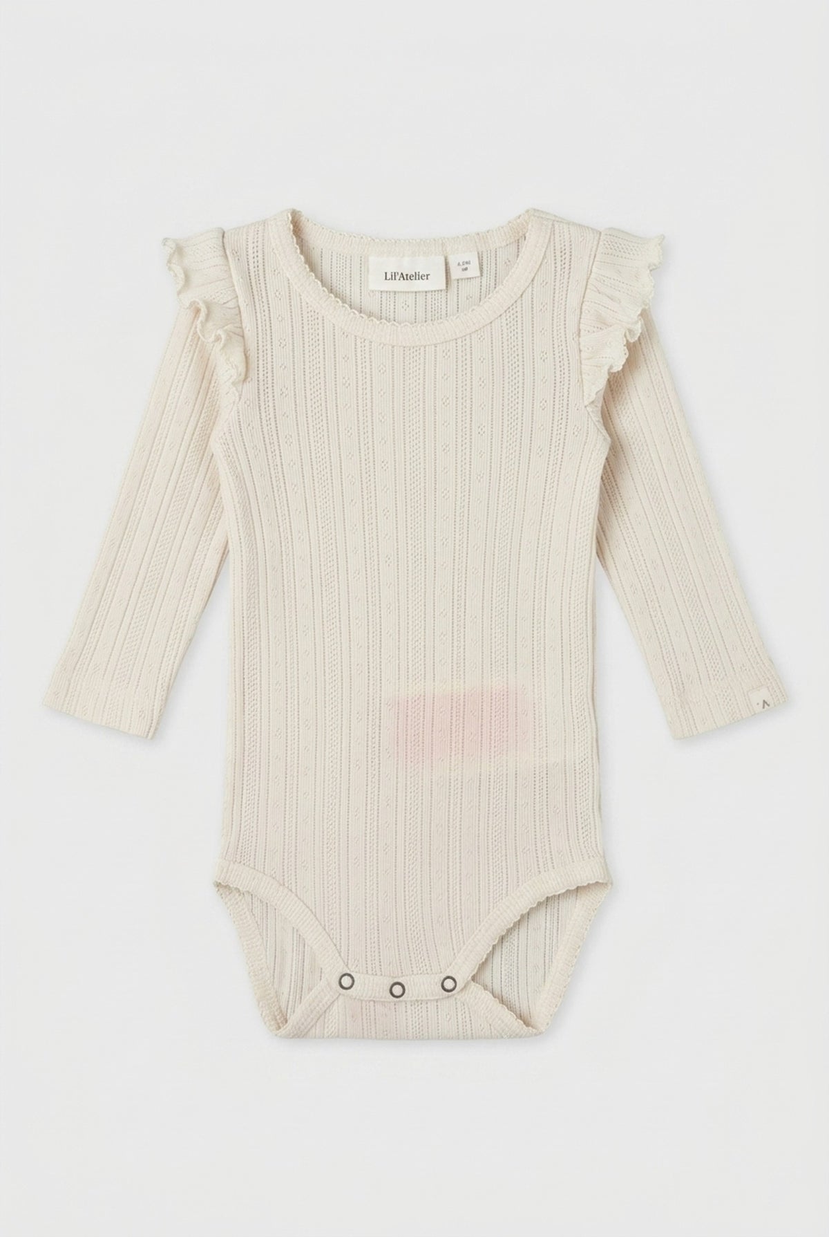 Lil' Atelier Langarmbody in Creme mit Ajour-Struktur