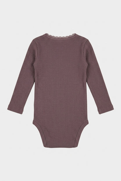 NAME IT Langarmbody in Lila mit Rippstruktur