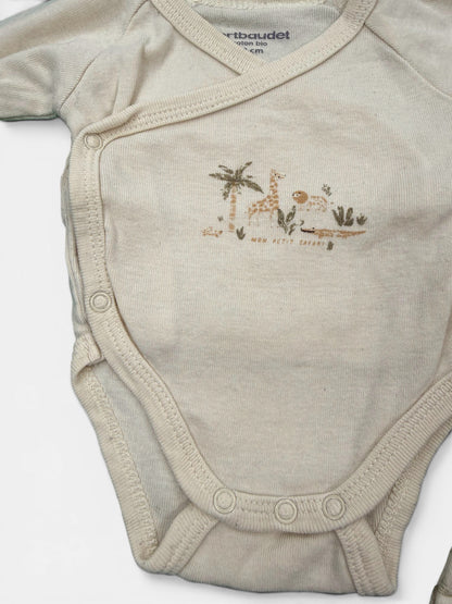 Vertbaudet 3-teiliges Set in Creme mit liebevollem Muster