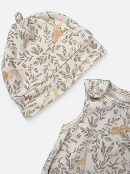 Vertbaudet 3-teiliges Set in Creme mit liebevollem Muster