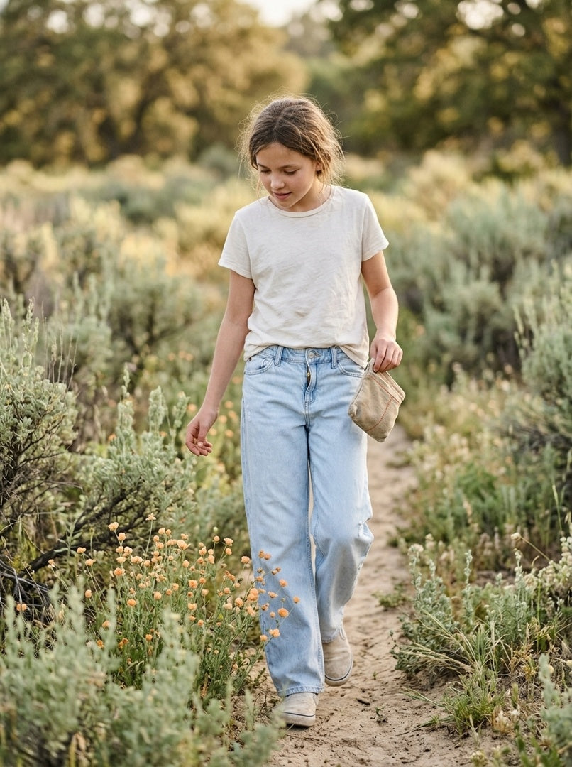 H&M Sraight Leg Jeans in Hellblau mit Worn-Details