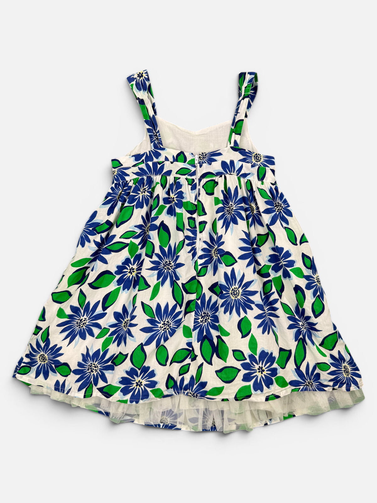 Benetton Trägerkleid in weiß mit Blumenmuster