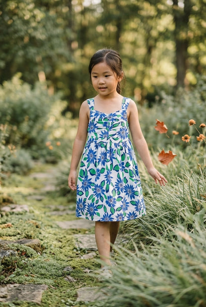 Benetton Trägerkleid in weiß mit Blumenmuster