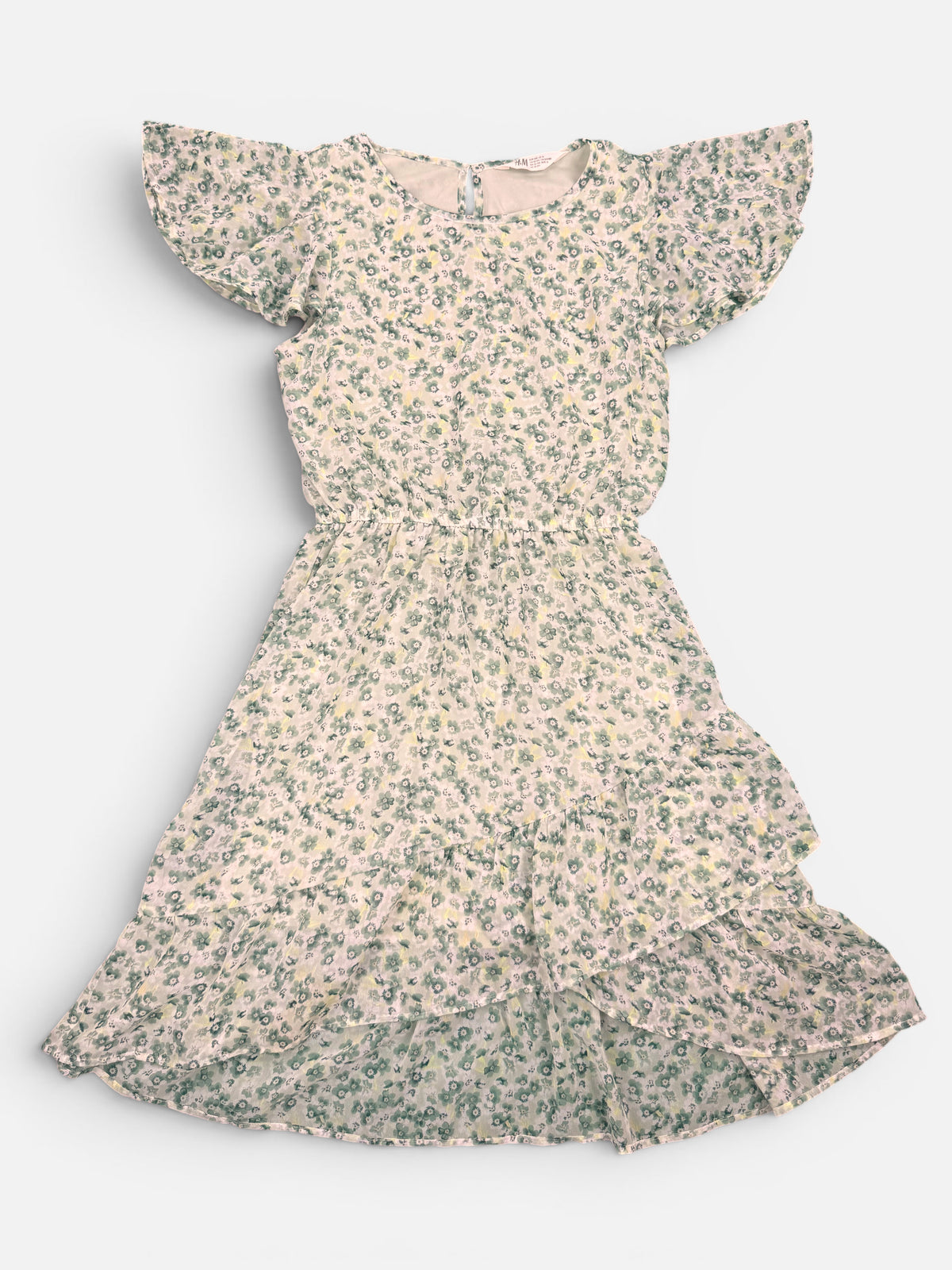 H&M ärmelloses Sommerkleid Grün geblümt