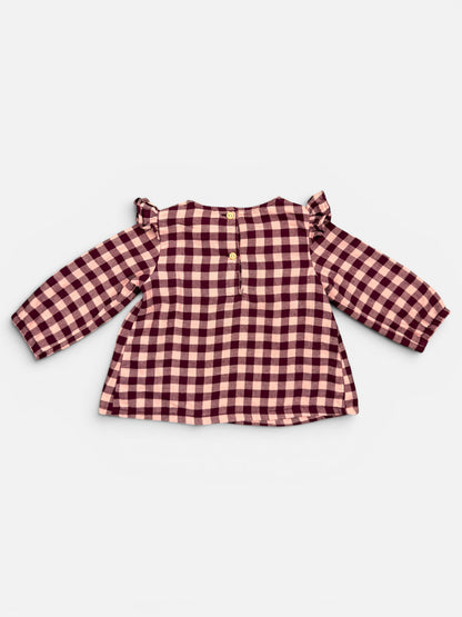 H&M Kariertes Baumwollkleid mit Rüschen-Detail