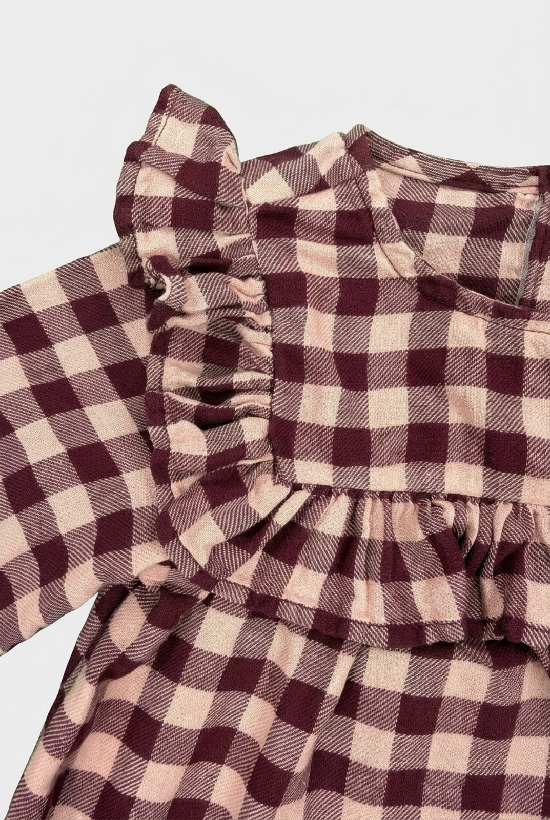 H&M Kariertes Baumwollkleid mit Rüschen-Detail