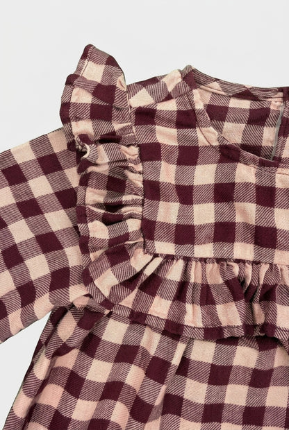 H&M Kariertes Baumwollkleid mit Rüschen-Detail