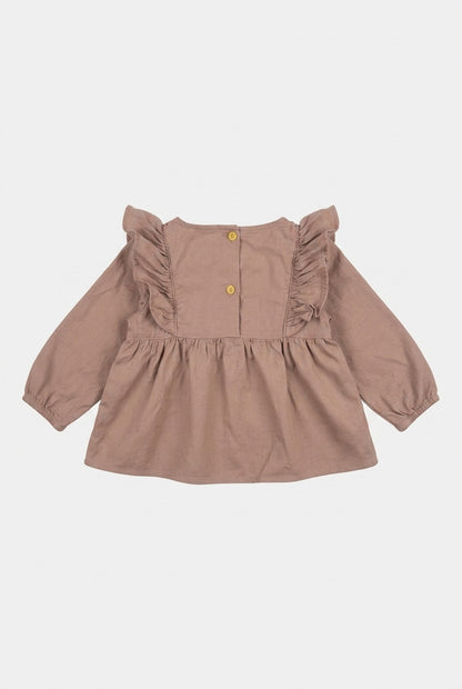 H&M Langarmkleid in Altrosa mit Rüschen