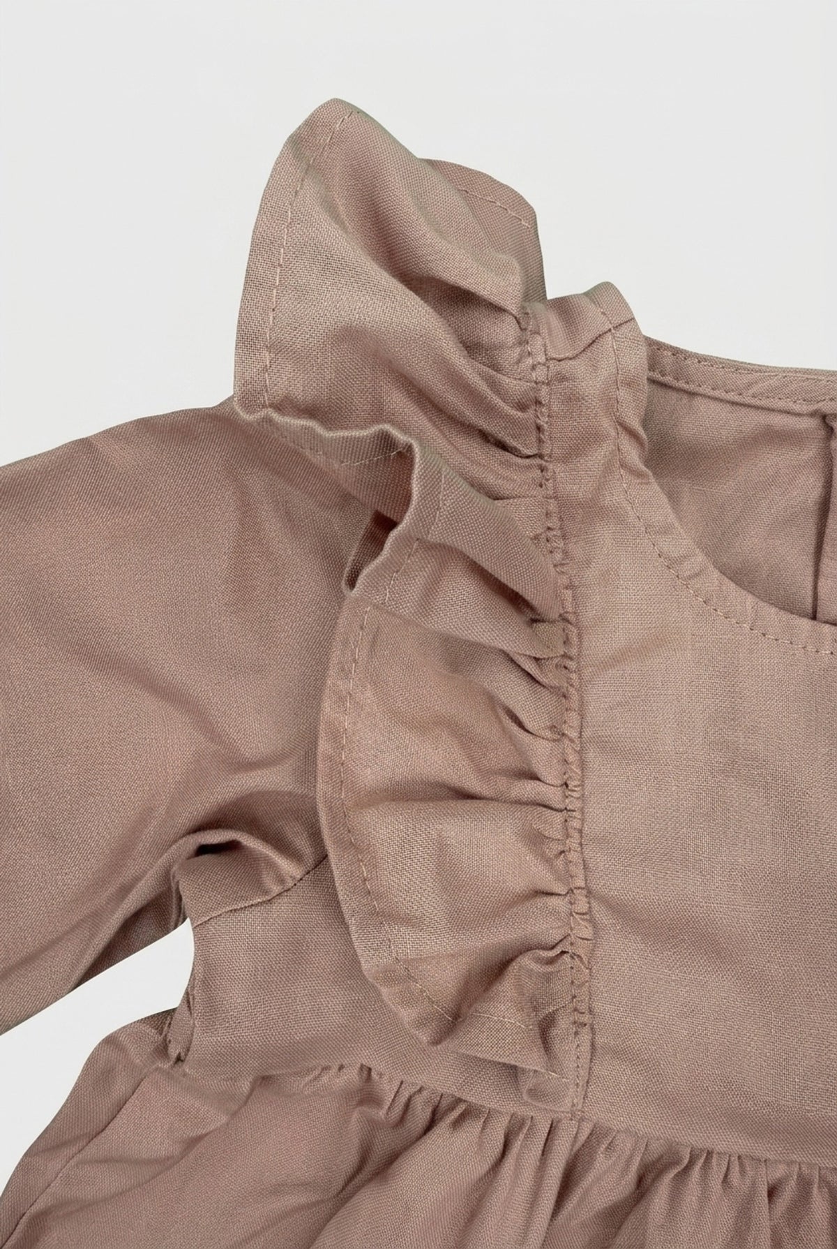 H&M Langarmkleid in Altrosa mit Rüschen