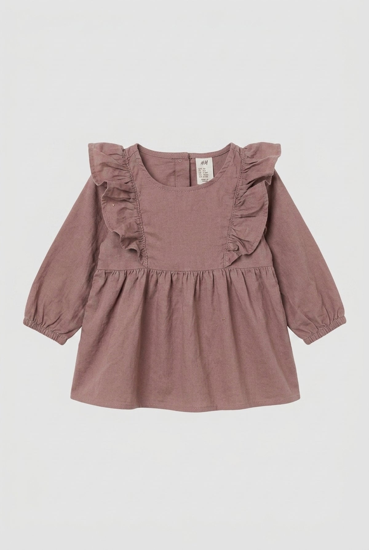 H&M Langarmkleid in Altrosa mit Rüschen