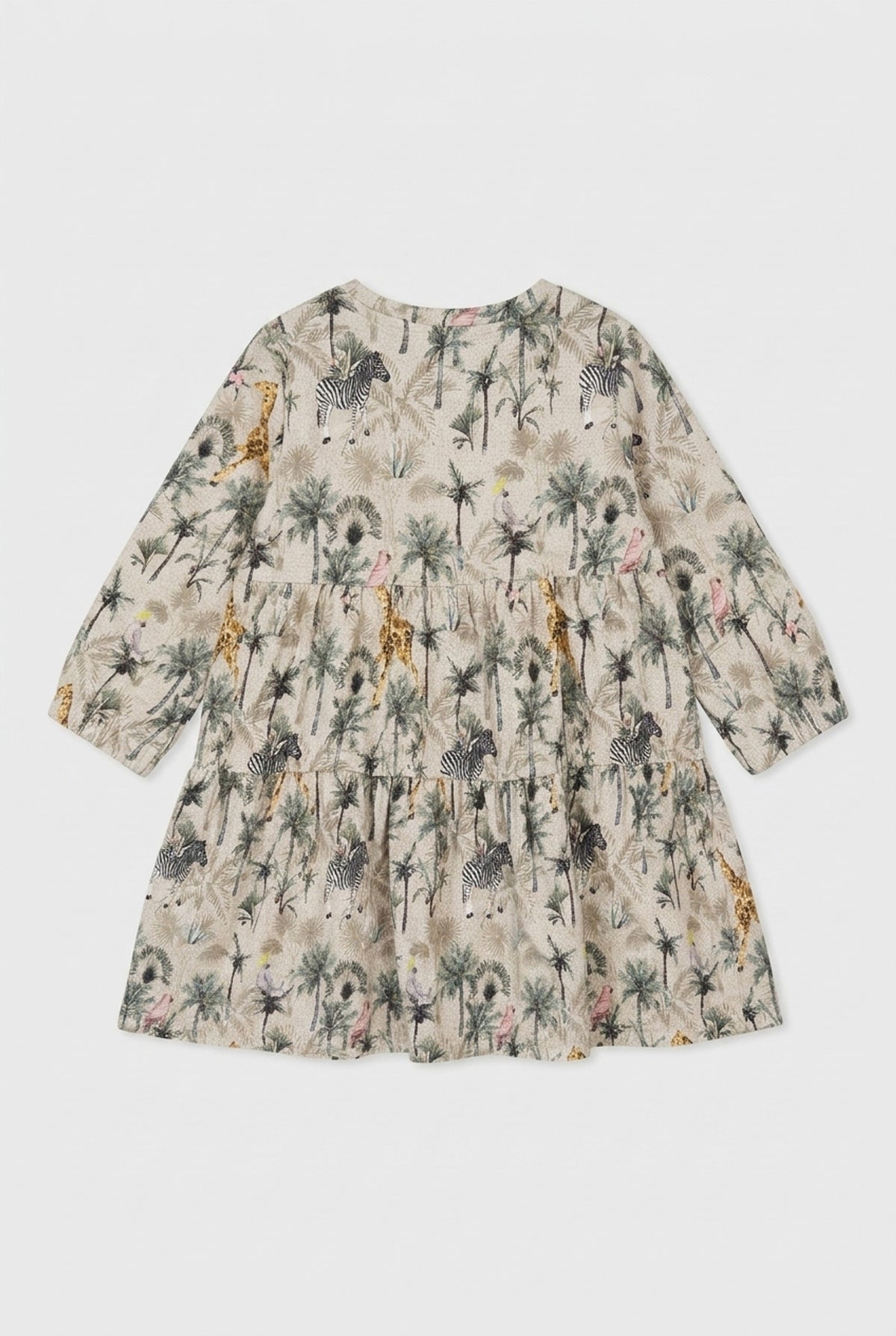 NAME IT Langarmkleid in Beige mit Wildtieren