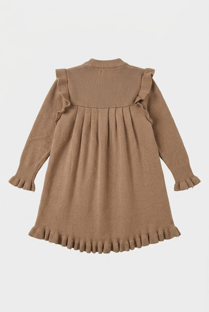 Fliink Kleid in Braun mit Mohnblumen-Muster