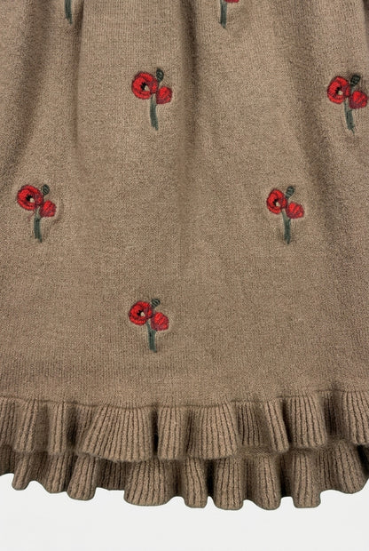 Fliink Kleid in Braun mit Mohnblumen-Muster