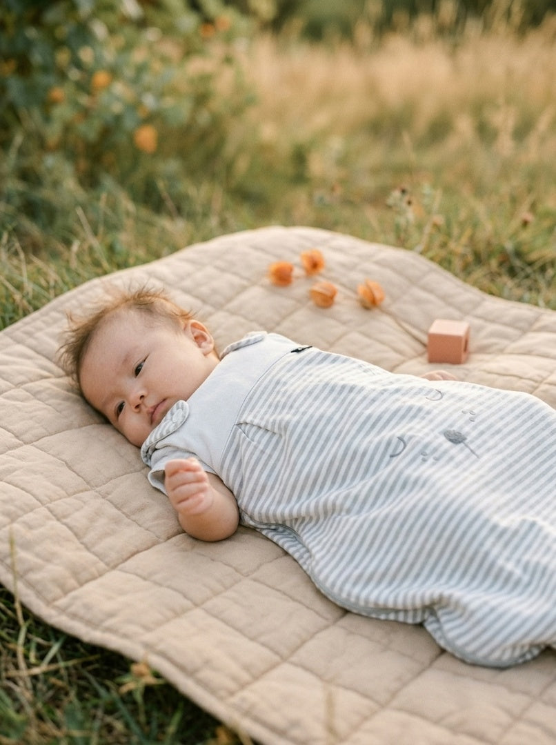 Alvi Baby-Mäxchen® Außensack 2,5 TOG Grau-Weiß gestreift
