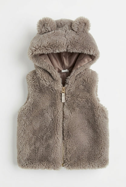 H&M Outdoor-Weste in Beige mit Kapuze