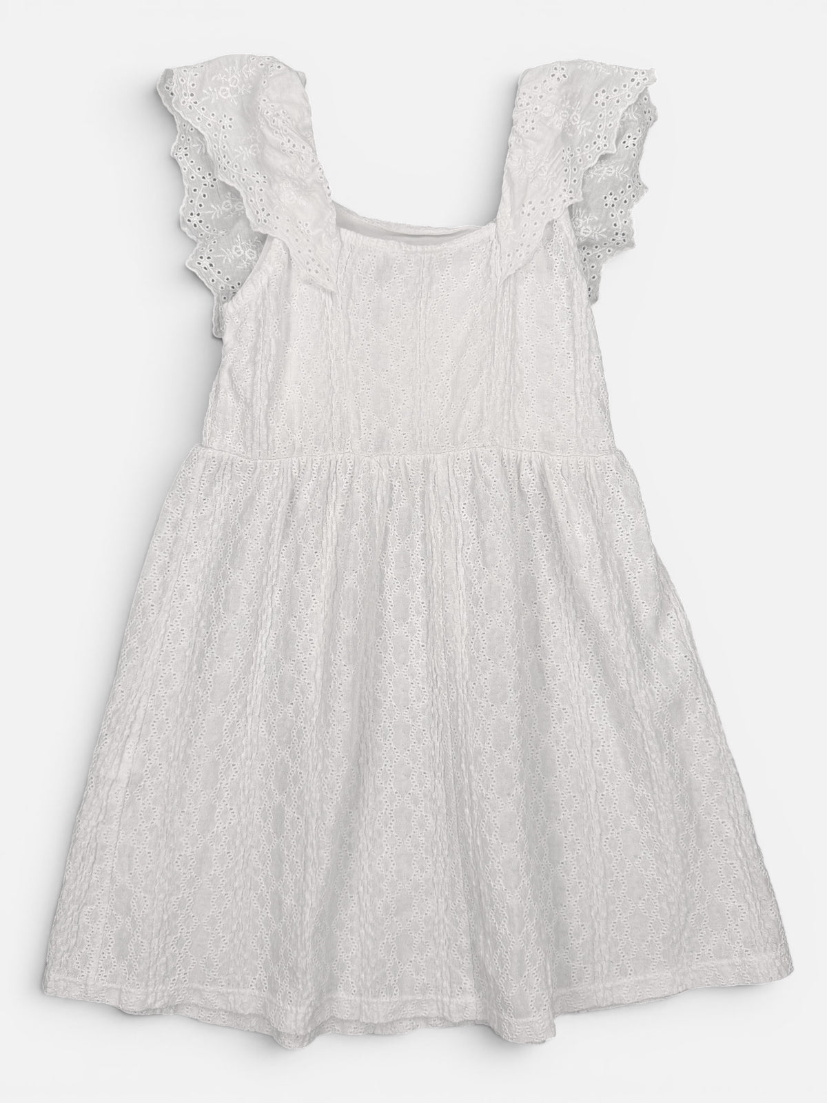 Zara Kleid in Weiß mit Broderie Anglaise