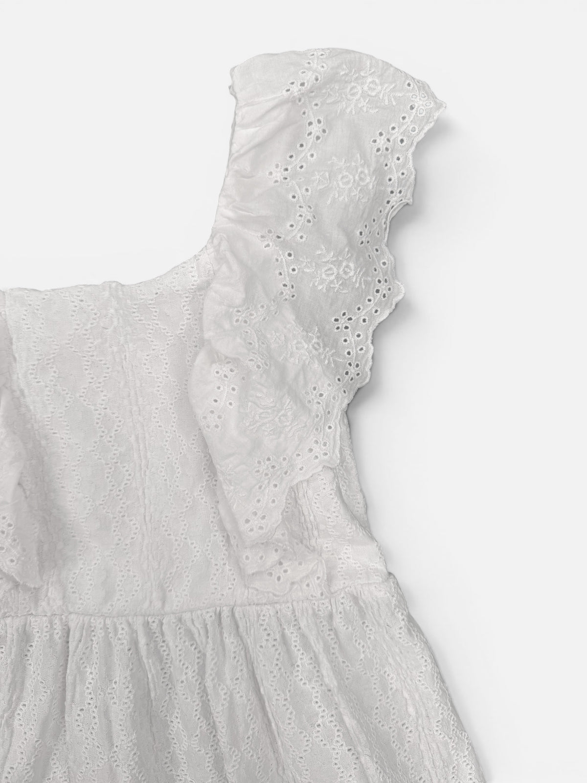 Zara Kleid in Weiß mit Broderie Anglaise