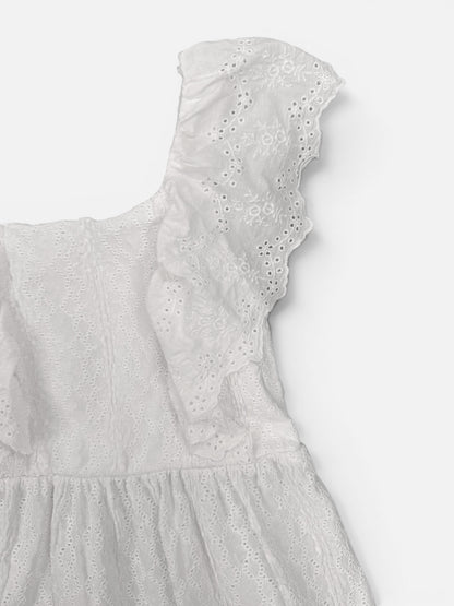 Zara Kleid in Weiß mit Broderie Anglaise
