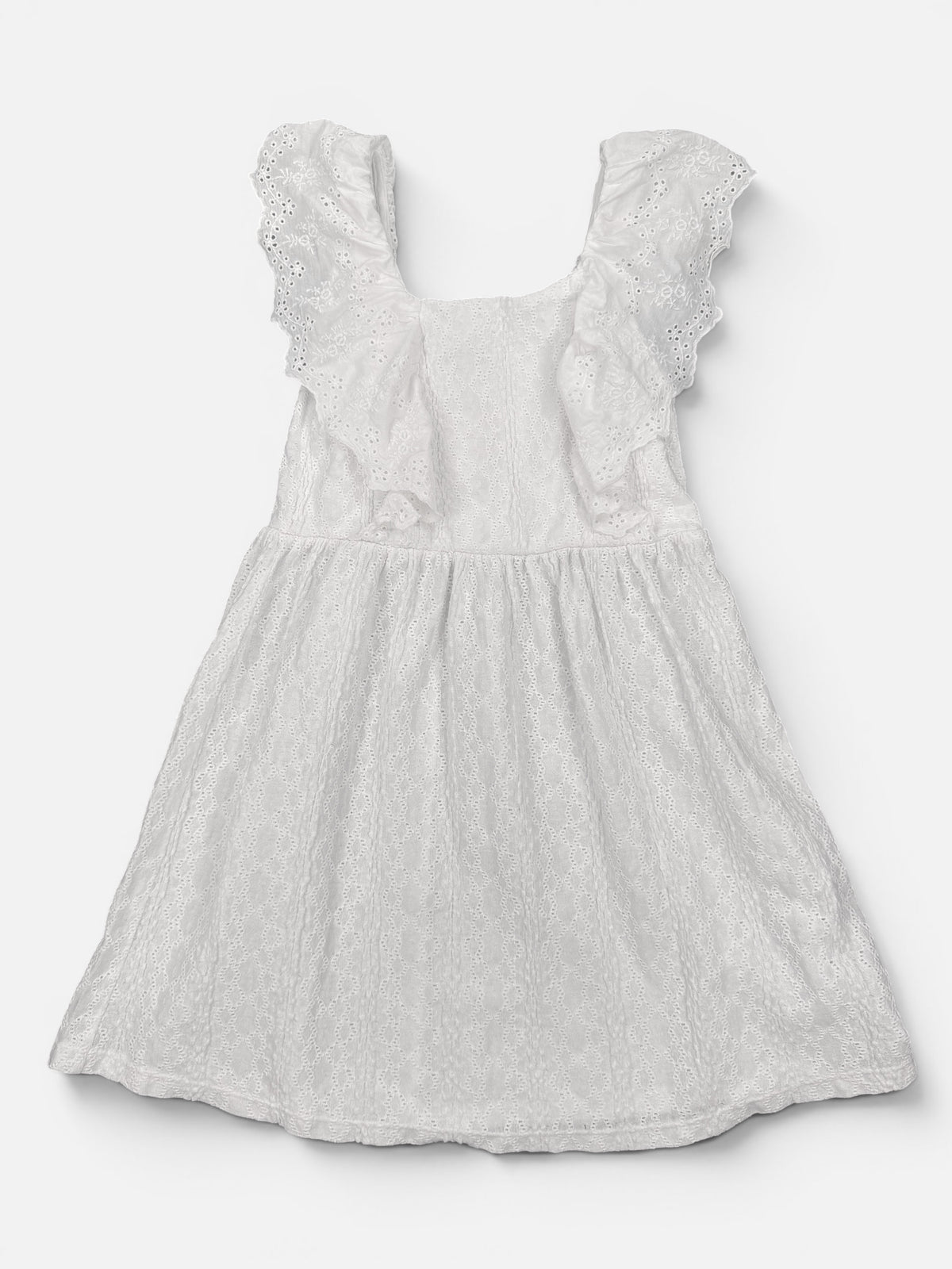 Zara Kleid in Weiß mit Broderie Anglaise