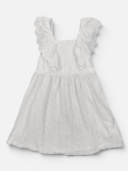 Zara Kleid in Weiß mit Broderie Anglaise