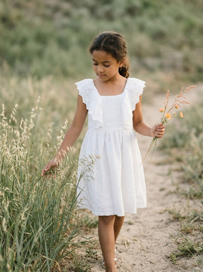 Zara Kleid in Weiß mit Broderie Anglaise