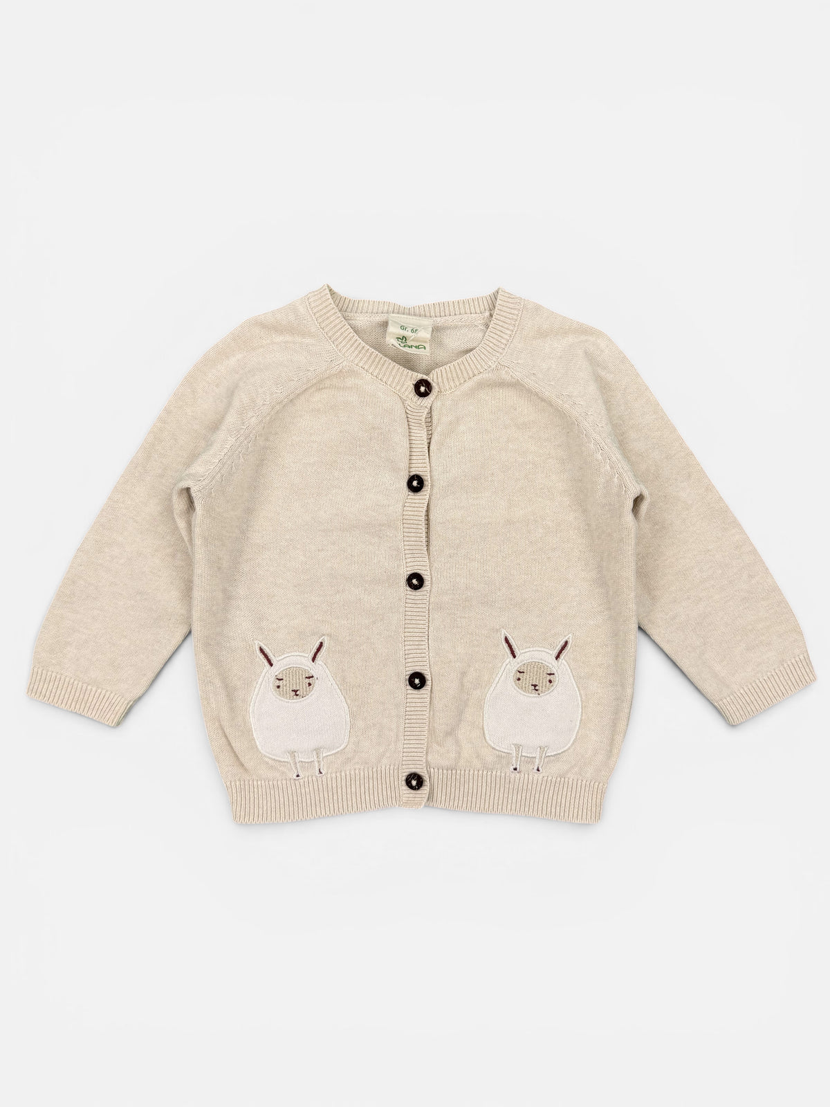 Alana Strickjäckchen in Creme mit Lama-Motiv