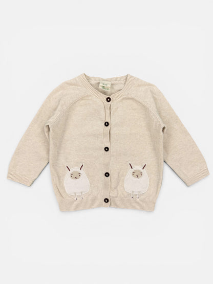 Alana Strickjäckchen in Creme mit Lama-Motiv