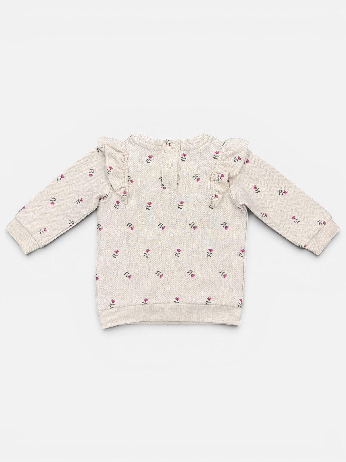 NAME IT Baumwollpullover Beige meliert mit Blumenmuster