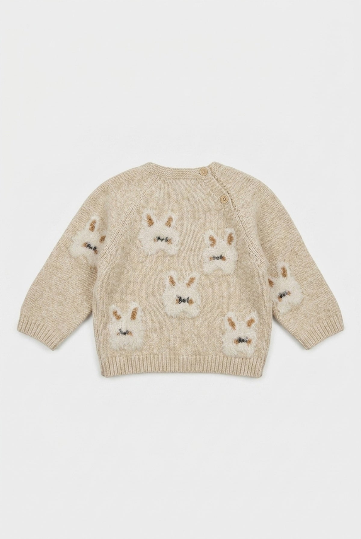 Zara Strickpullover in Beige mit Hasenmotiv