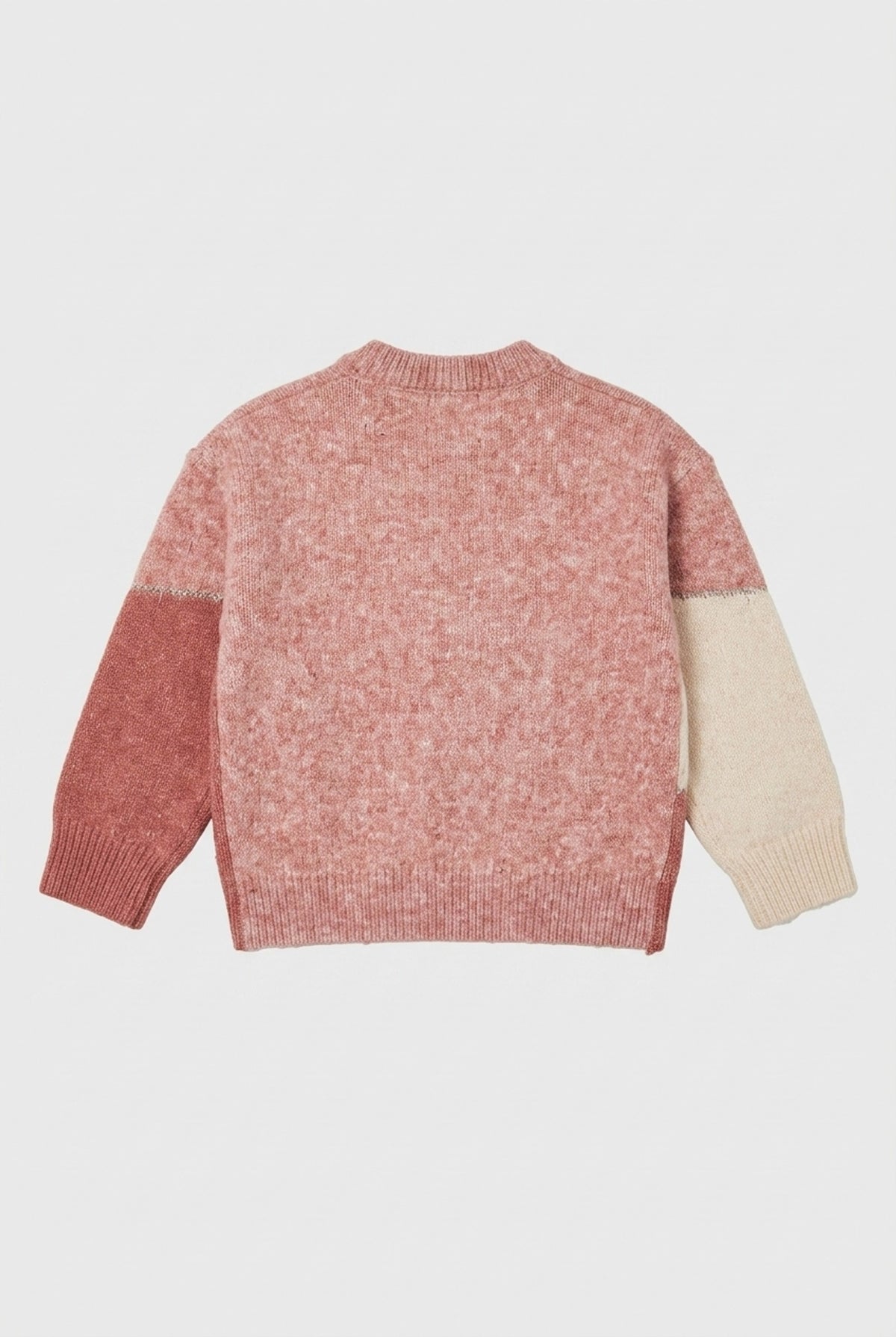 Vertbaudet Strickpullover Rosa Weiß mit goldenem Strickdetail