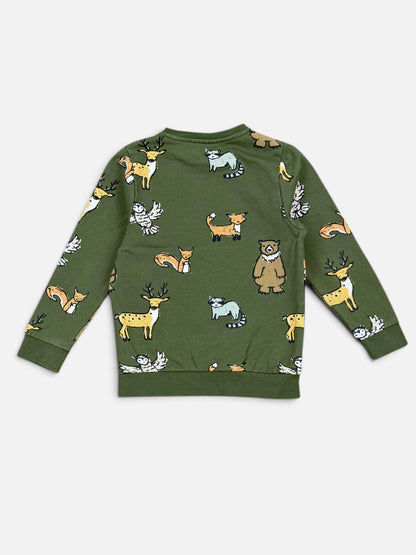 NAME IT Sweatshirt Grün mit Waldtieren