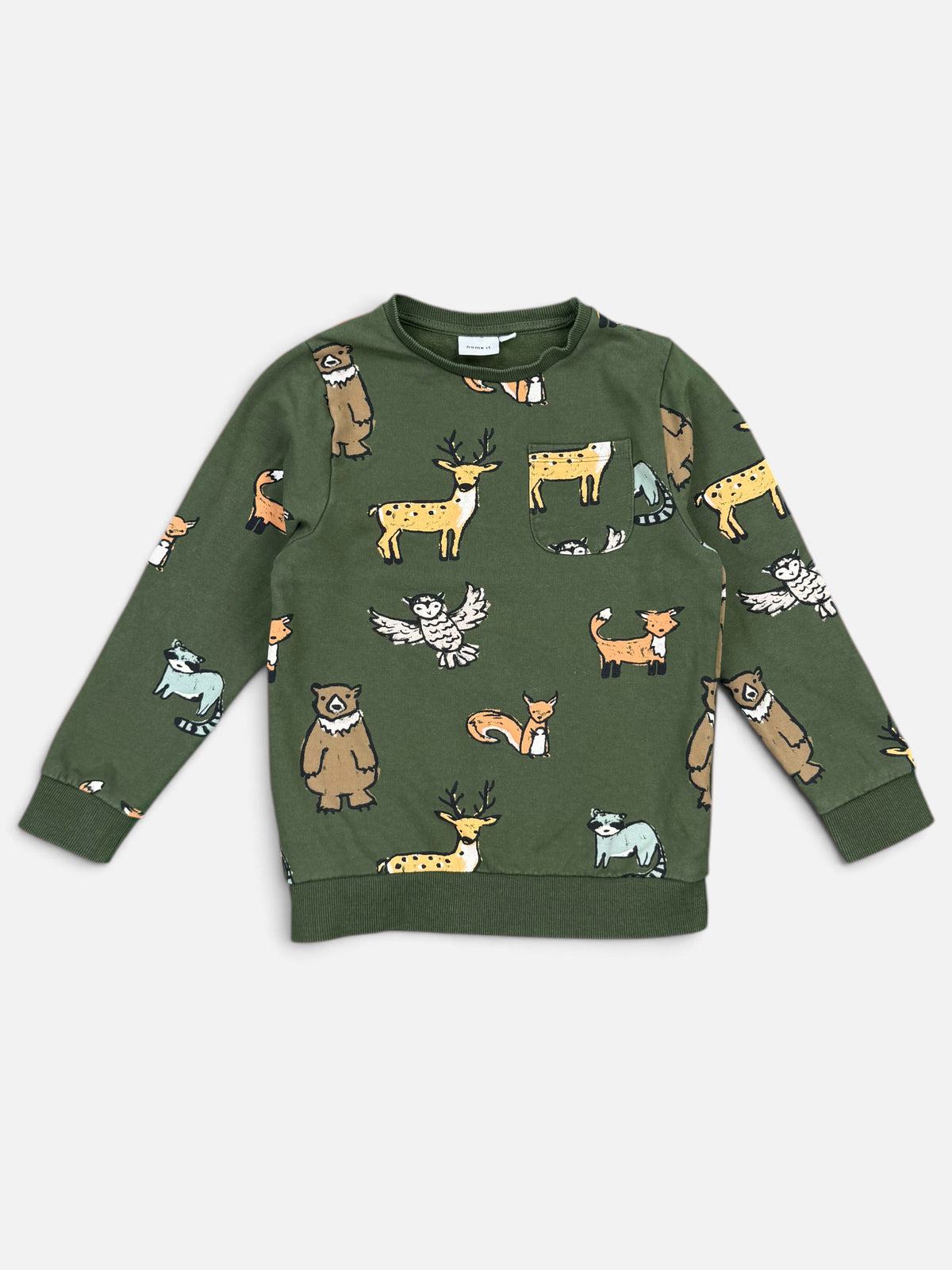 NAME IT Sweatshirt Grün mit Waldtieren