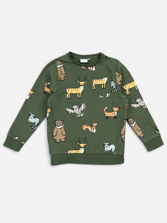 NAME IT Sweatshirt Grün mit Waldtieren
