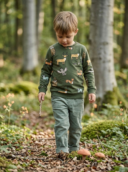 NAME IT Sweatshirt Grün mit Waldtieren