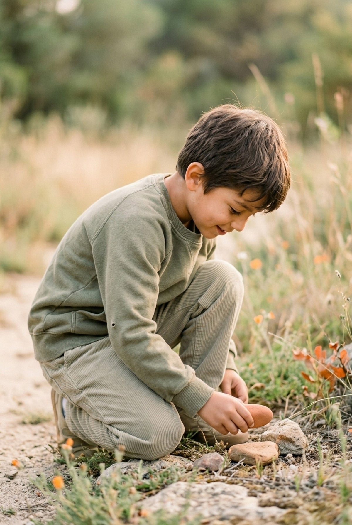 Wheat Sweatshirt in Khaki mit aufgesetzter Fronttasche