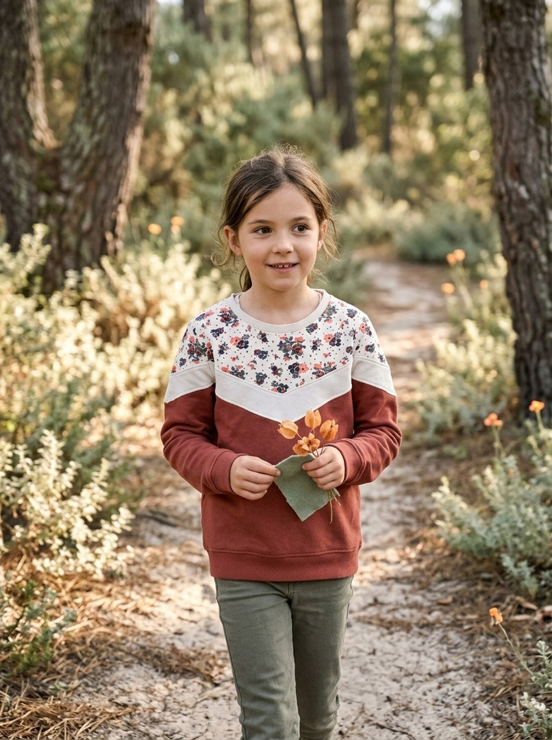 NAME IT Sweatshirt Rostbraun mit Blumenmuster