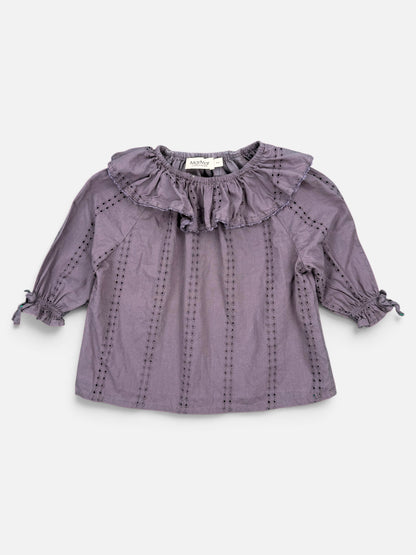 MarMar Copenhagen Bluse in Lila mit Lochstickerei