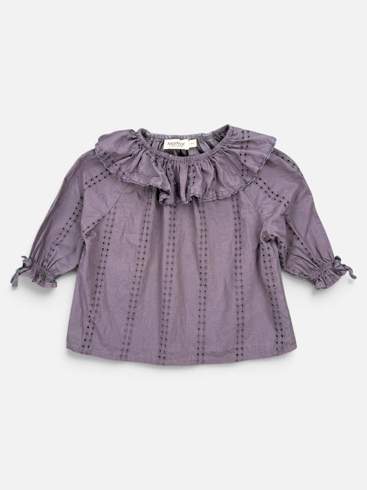 MarMar Copenhagen Bluse in Lila mit Lochstickerei